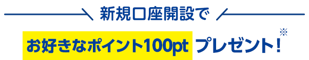 新規口座開設でお好きなポイント100ptプレゼント!