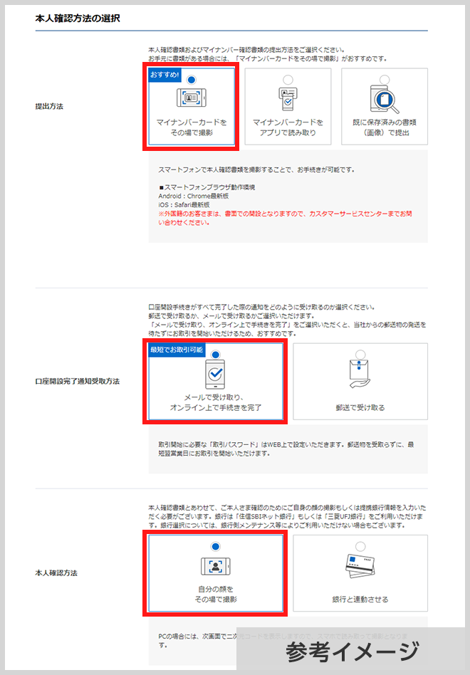 インターネット上で口座開設の手続きを完結させる場合｜SBI証券