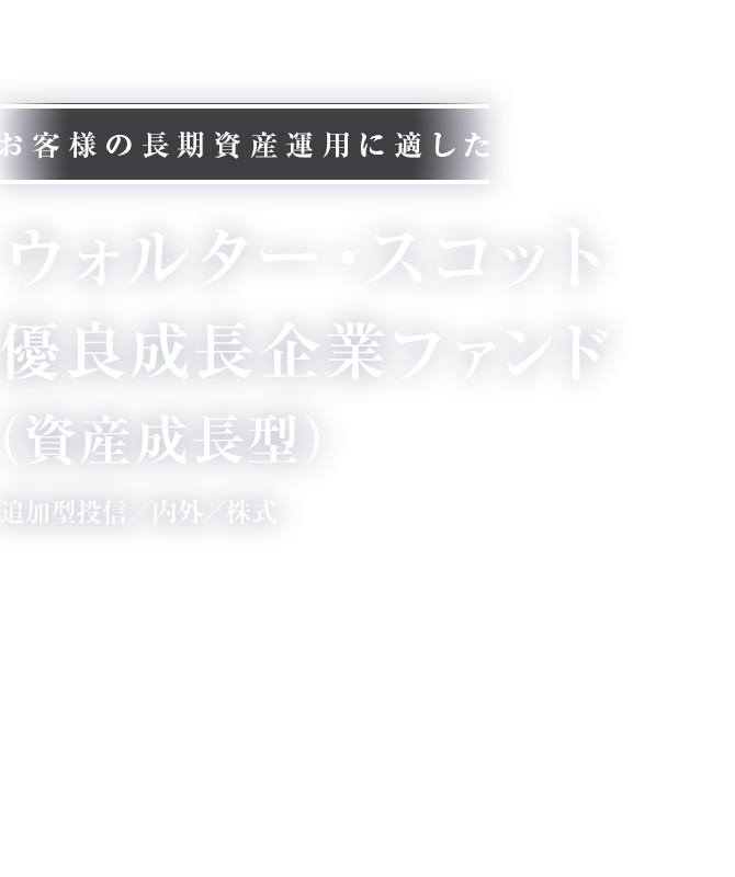 お客様の長期資産運用に適した ウォルター・スコット優良成長企業ファンド（資産成長型） 追加型投信／内外／株式