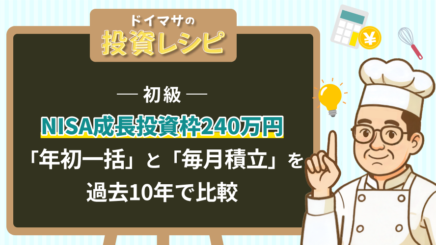 初級- NISA成長投資枠240万円、「年初一括」と「毎月積立」を過去10年で比較