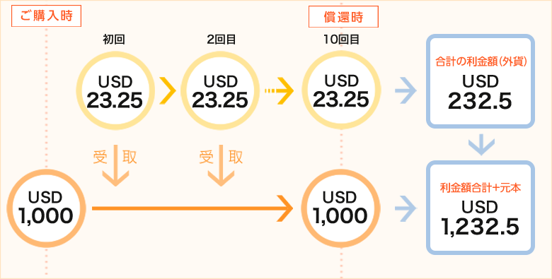 米ドル建での投資のイメージ