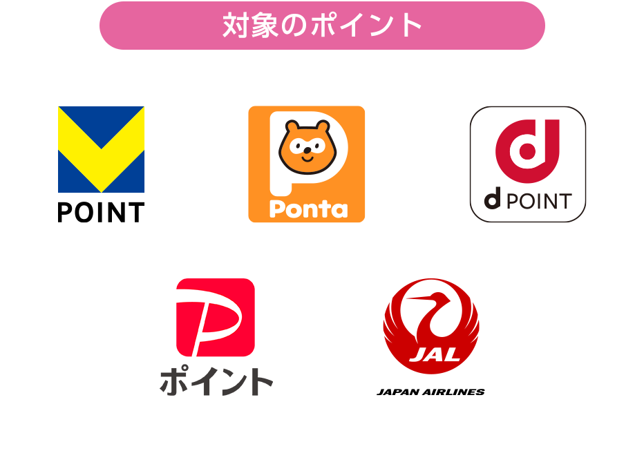 Vポイント、Pontaポイント、dポイント、PayPayポイント、JALのマイル
