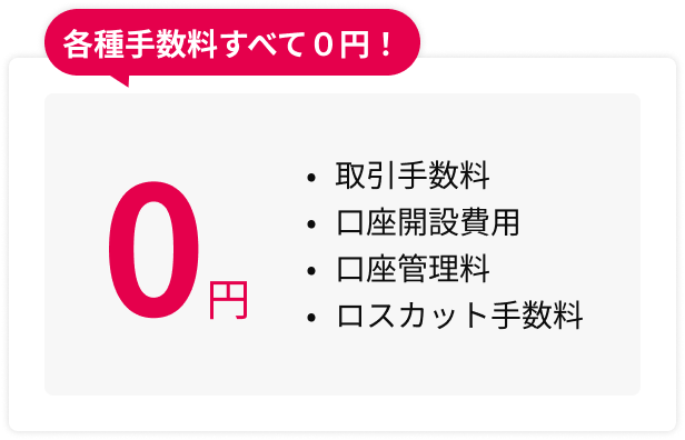 各種手数料すべて0円! 取引手数料 口座開設費用 口座管理料 ロスカット手数料