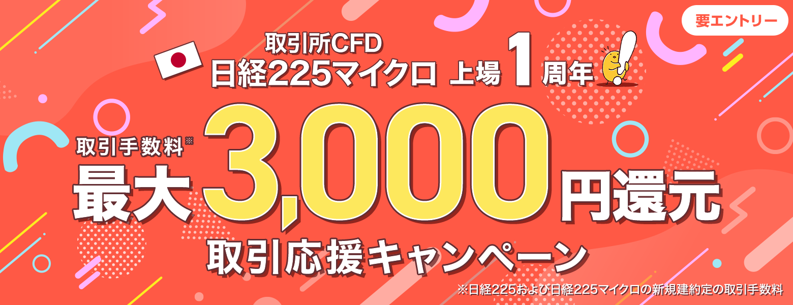 取引所CFD日経225マイクロ上場1周年！取引応援キャンペーン｜SBI証券
