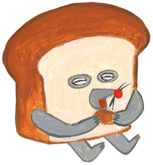 食パンを持つパンどろぼうのイラスト
