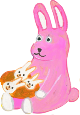 パンを抱えたうさぎのイラスト