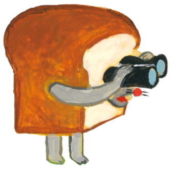 双眼鏡をのぞくパンどろぼうのイラスト